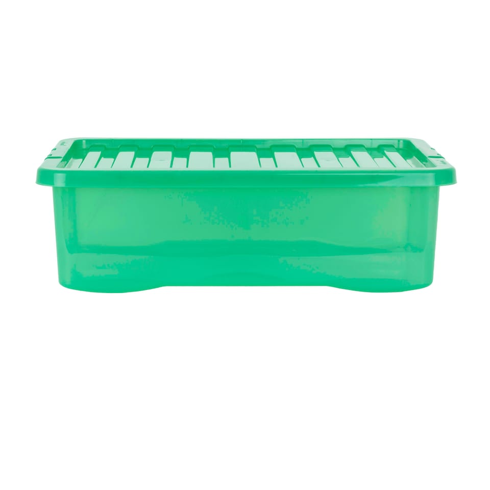image 1 of Wham Crystal 5 x 32L Stackable Plastic Storage Boxes with Lids Green