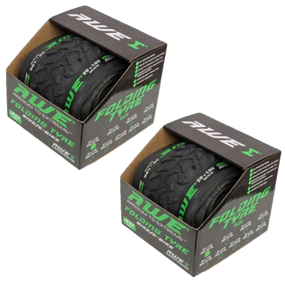 image 1 of AWE AWERide Set x 2 20" x 1.95" Folding Tyre Bike/E-Bike 35 PSI + 30 TPI