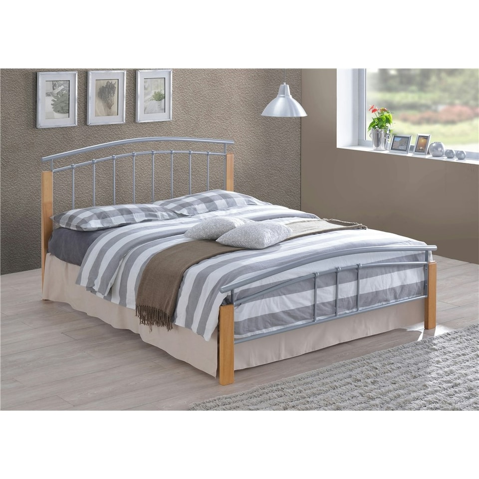 Shell Detailed Ivory Metal Bed Frame - Double 4ft 6"