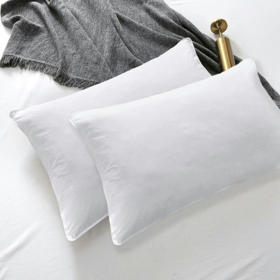 image 1 of Goose Feather & Down Pillow PAIR with Cotton Cover