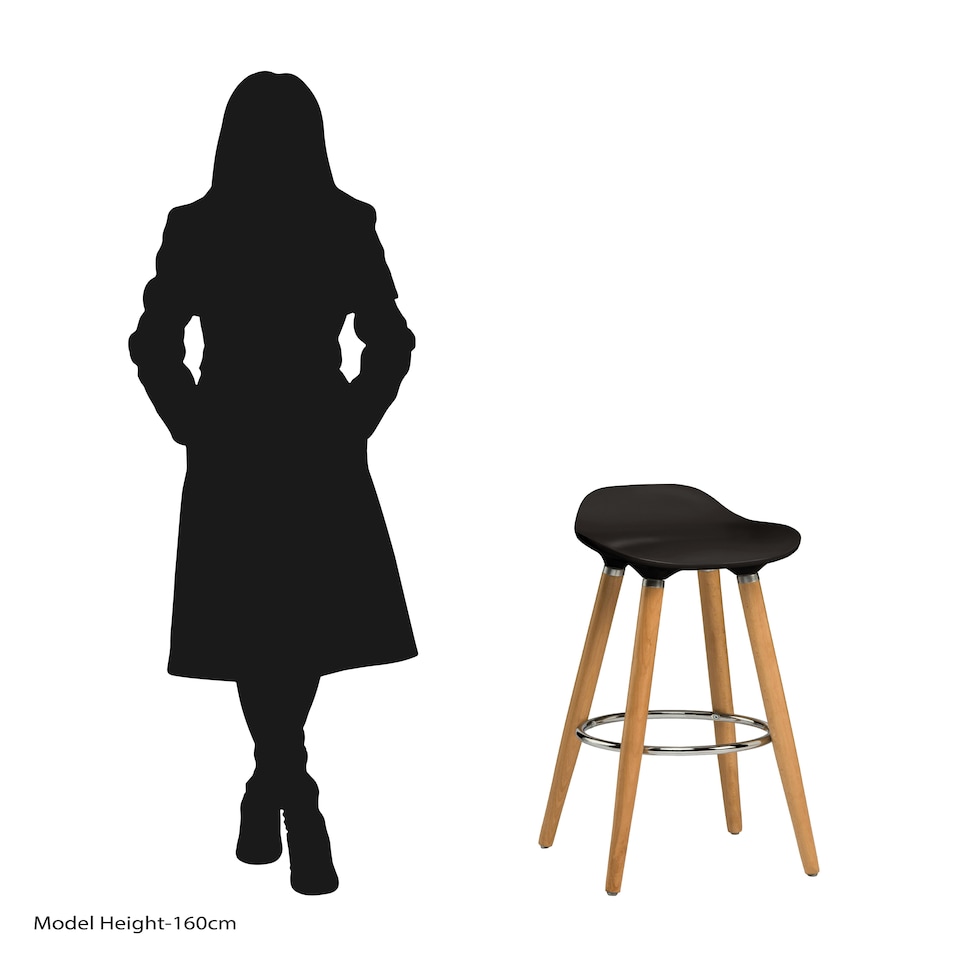 image 1 of Interiors by Premier Black Abs Beech Wood Bar Stool, Easy to Clean Kitchen Bar Stool, Footrest Support Bar Stool