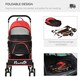 image 5 of PawHut 3 In 1 Pet Stroller, Detachable Dog Cat Travel Carriage - Red