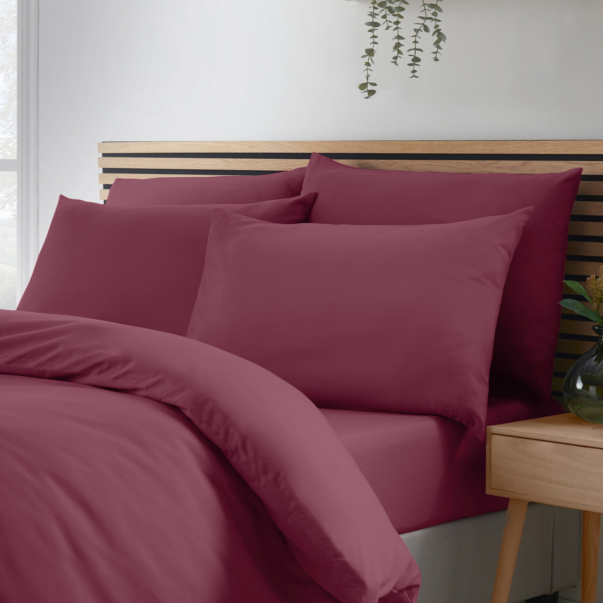 Catherine Lansfield So Soft Non Iron Pillow case with envelope closure 4 Pack in Burgundy | Size: Standard Pillow Case
