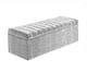 image 4 of 120cm Safar Large Striped Storage Ottoman Box, Silver Plush Velvet Upholstered Deep Storage Ottoman End of Bed Bench