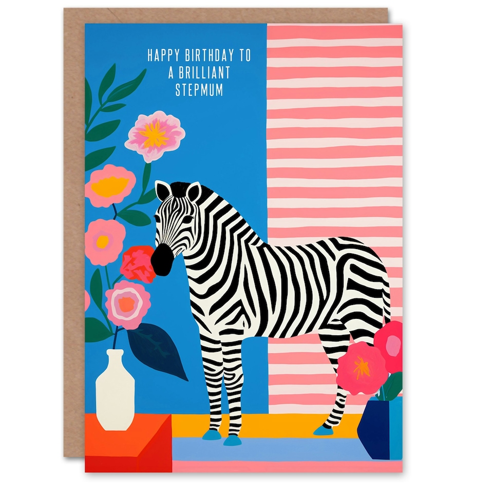 image 1 of Step Mum Colourful Modern Bright Stripes Her Birthday Card