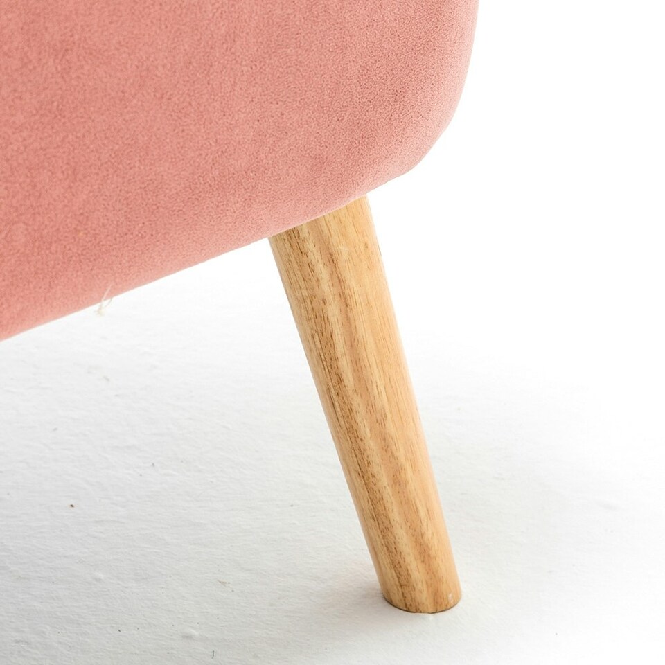 image 1 of Living and Home Curved Back Armchair with Lumbar Pillow and Footstool - Ash Pink