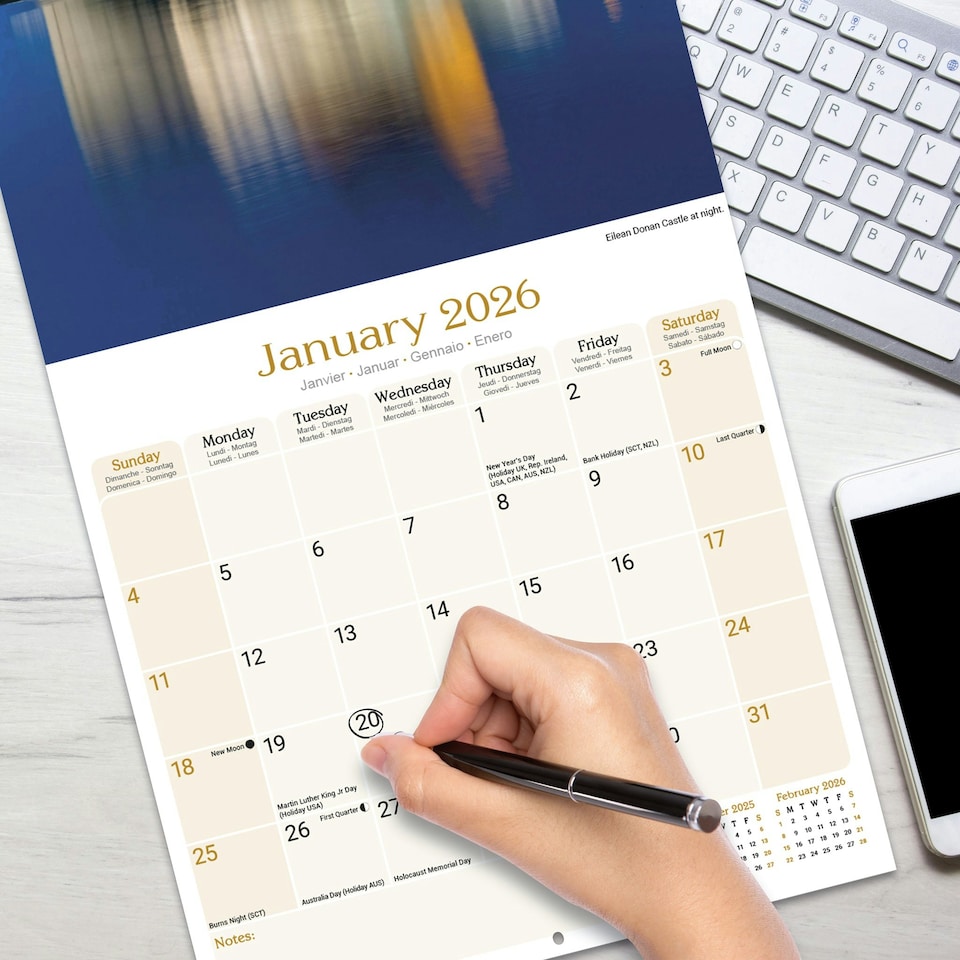 image 1 of Scotland 2026 Calendar | Square Wall Calendar | Travel Gift | Plastic Free Packaging | by Avonside Publishing