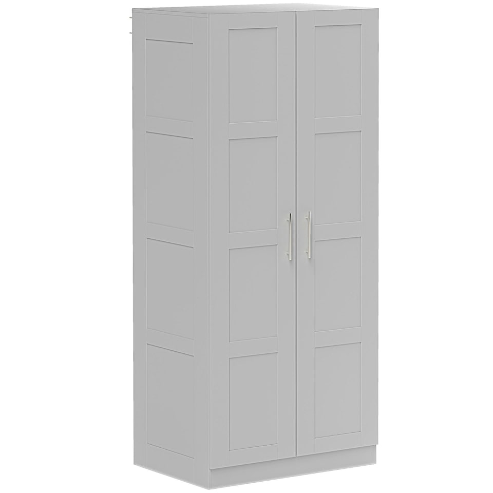 image 1 of HOMCOM Wardrobe for Bedroom, Double Wardrobe with Hanging Rail, Grey