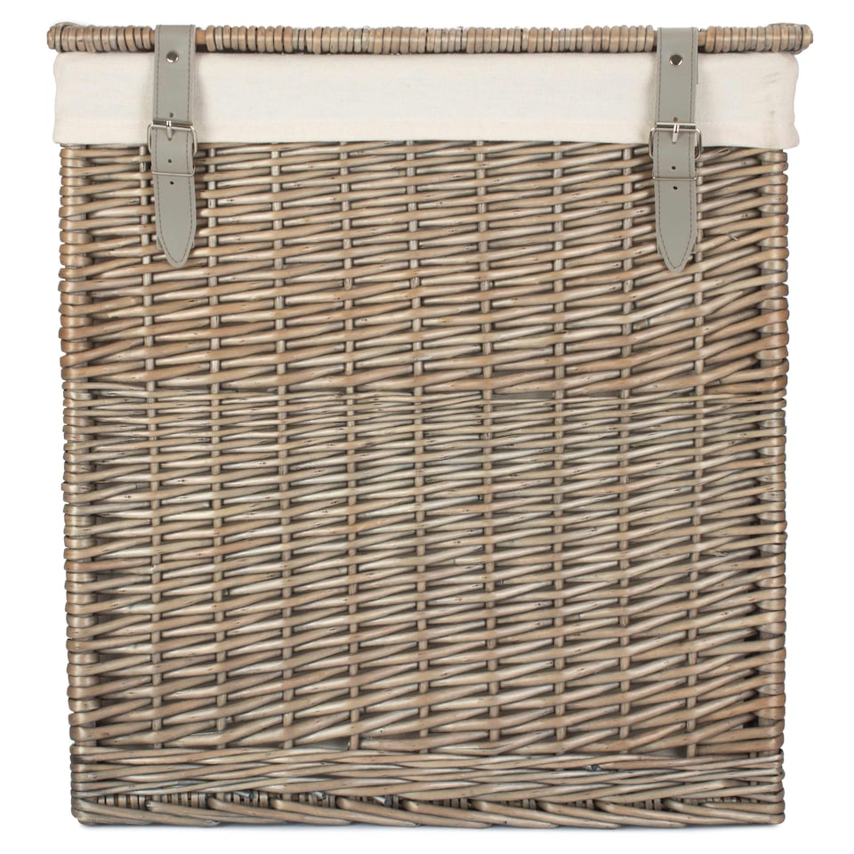 image 1 of Large Boutique Antique Wash Storage Laundry Basket With Lining | Grey | Grey