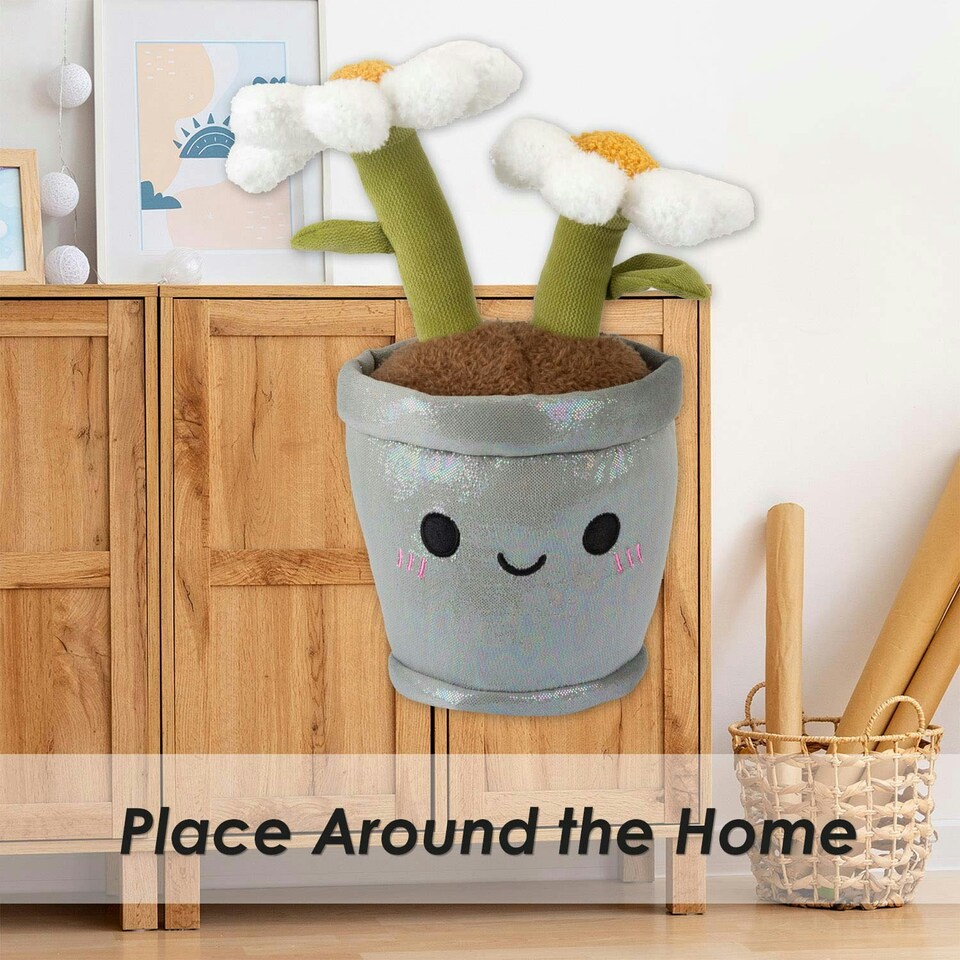 image 1 of Flowerpot Soft Toy Cute Plushie Huggable Cuddly Stuffed Toy Gift 30cm White