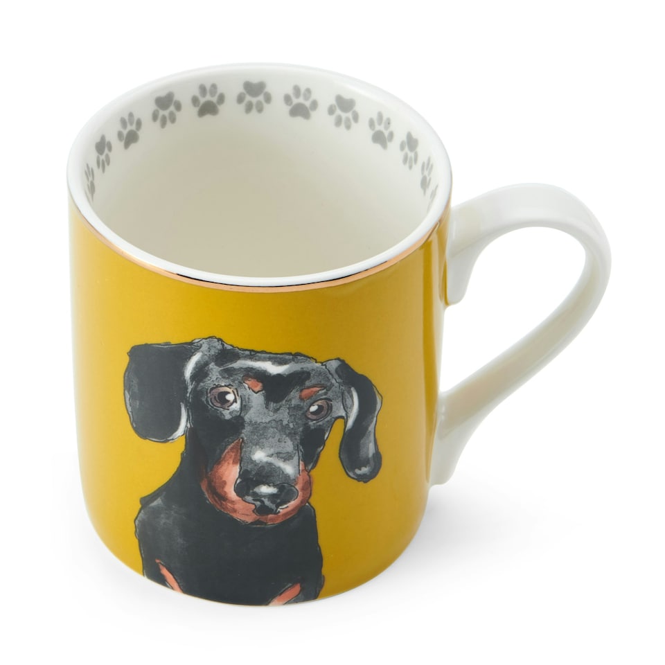 image 1 of Mikasa Dachshund Straight-Sided Porcelain Mug, 280ml | Yellow