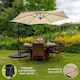 image 2 of Beige 3m LED Cantilever Parasol With Fan Base