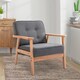 image 2 of HOMCOM Accent Chair, Linen Fabric Armchair, Occasional Chair with Rubber Wood Frame for Living Room Reception Bedroom Balcony, Grey and Natural