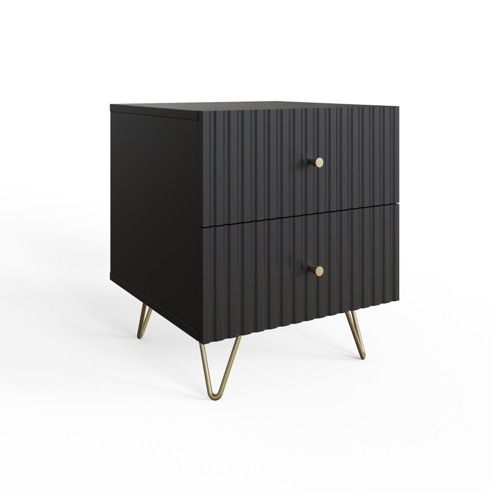 image 1 of Thalia Ribbed 2 Drawer Bedside Table