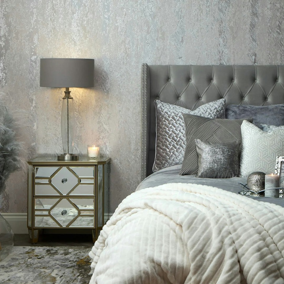 image 1 of Nova Metallic Wallpaper in Cool Grey and Silver Multi