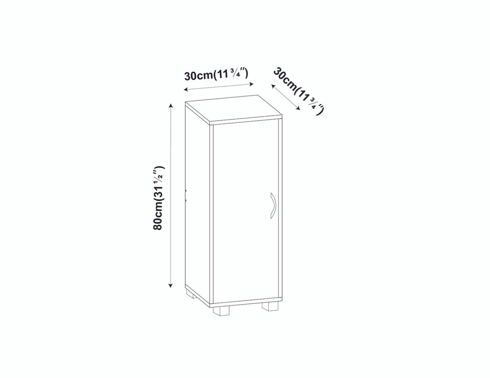 image 1 of Single Door 3-Tier Cabinet | Grey | 8.5 x 31 x 81.2 | 1