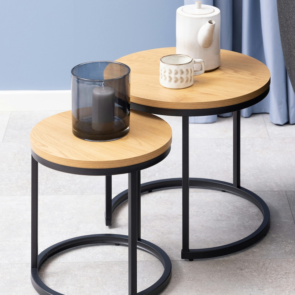 image 1 of Spiro Round Nest of Tables in Oak