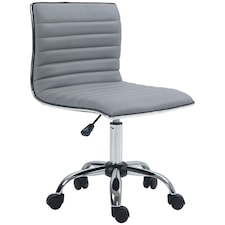 HOMCOM Armless Mid-Back Adjustable Office Chair with 360 Swivel Light Grey