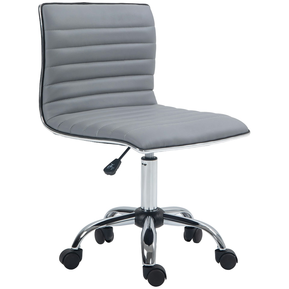 image 1 of HOMCOM Armless Mid-Back Adjustable Office Chair with 360 Swivel Light Grey
