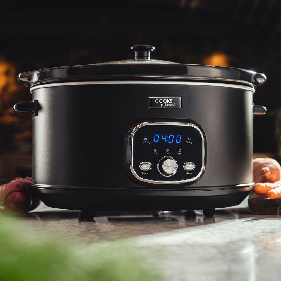 image 1 of Cooks Professional 6.5L Digital Slow Cooker with Lid, Removable Bowl & 3 Heat Settings | Black | Black