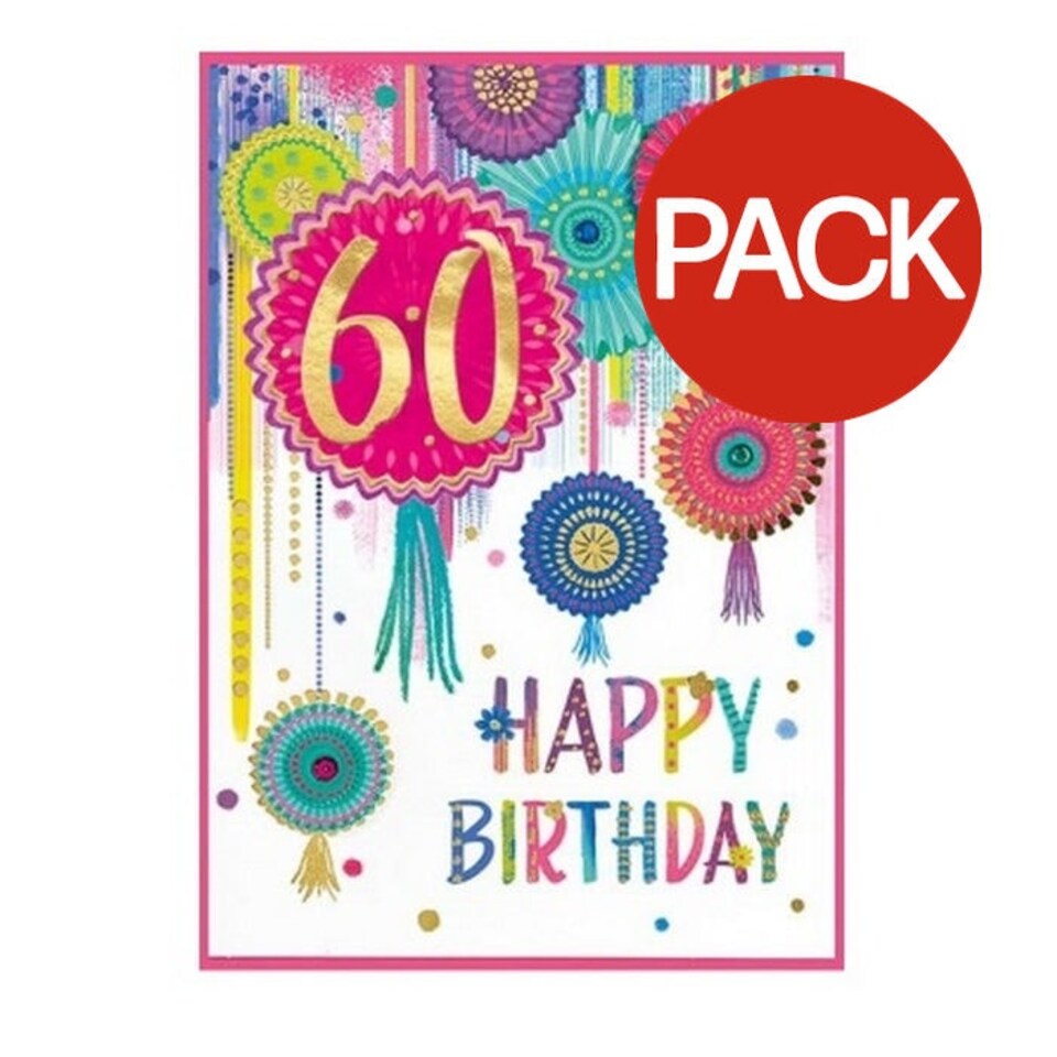 Simon Elvin Isabal Garden 60th Birthday Greetings Card (Pack of 6) - Multicoloured - One Size