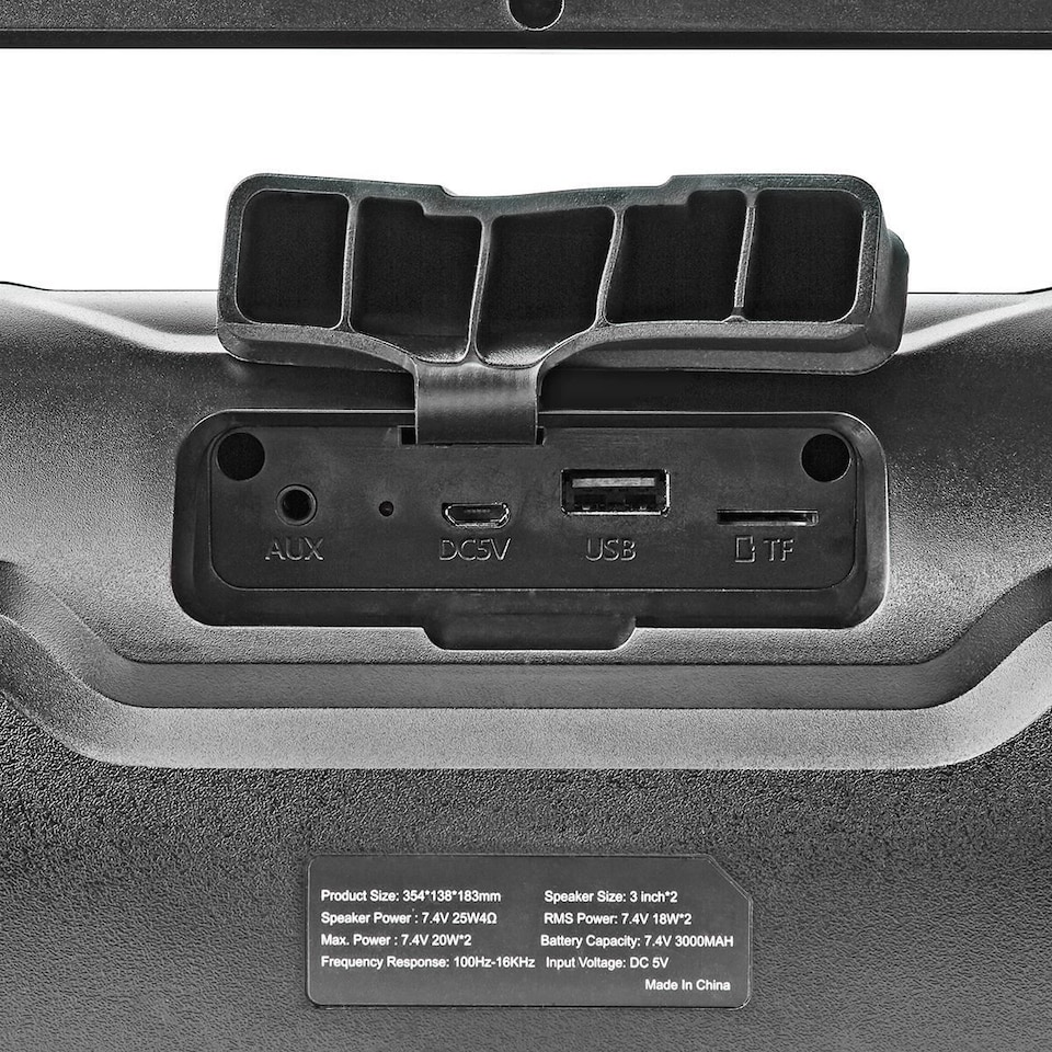 image 1 of Nedis Bluetooth Party Boombox Speaker, 120W Peak Power, 6H Playtime, IPX5 Waterproof, RGB LED Lights, Aux/MicroSD/USB Playback, Bluetooth 5.0, Handle - Black