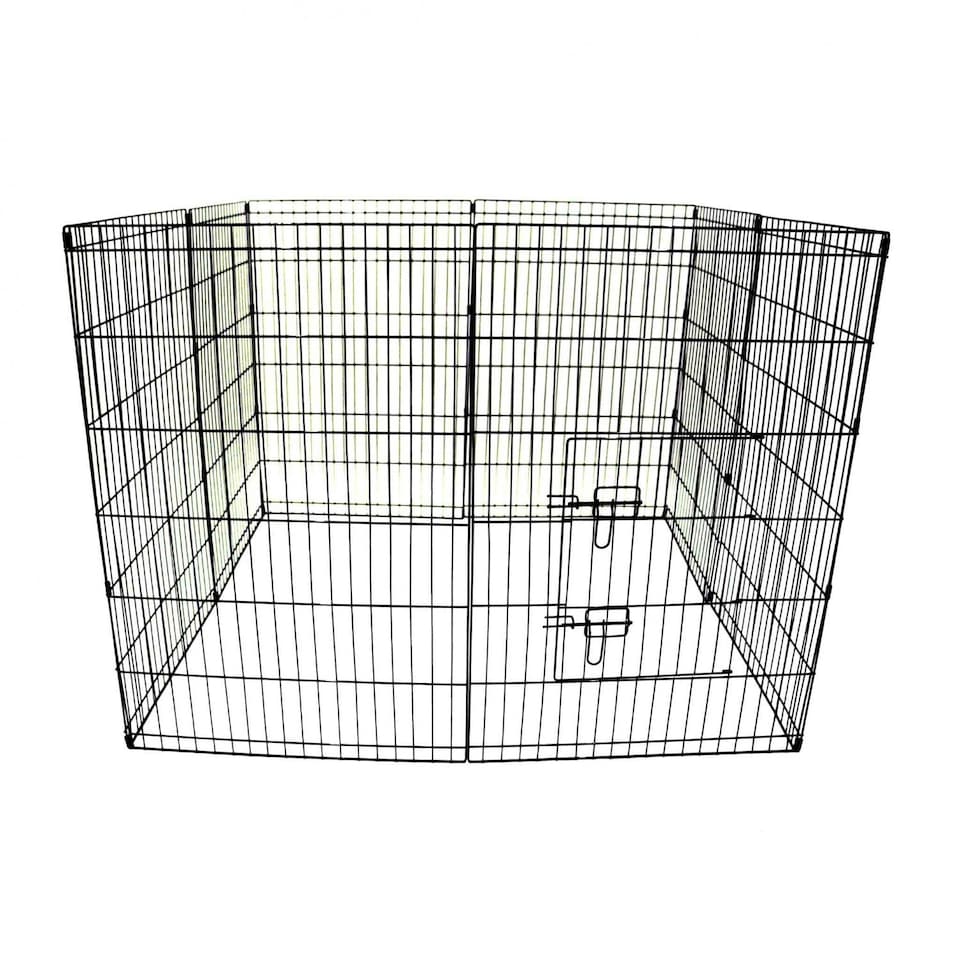 image 1 of Large 91cm Folding Pet Dog Rabbit Run Play Pen Cage Enclosure Fence | Black