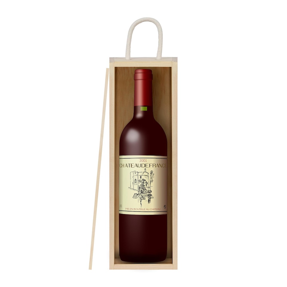 image 1 of Harbour Housewares Wooden Wine Box - Single Bottle - Natural