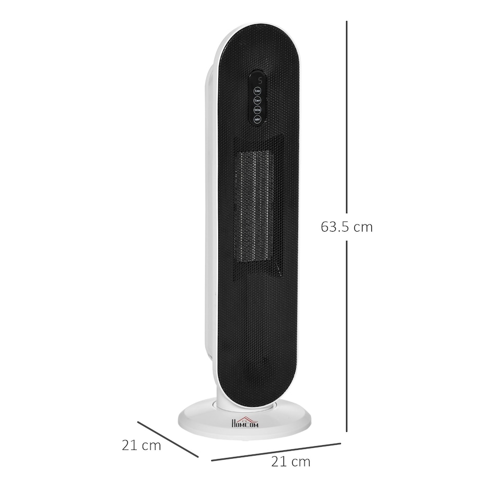 image 1 of HOMCOM Ceramic Space Heater Tower Heater W/ 45° Oscillation, White
