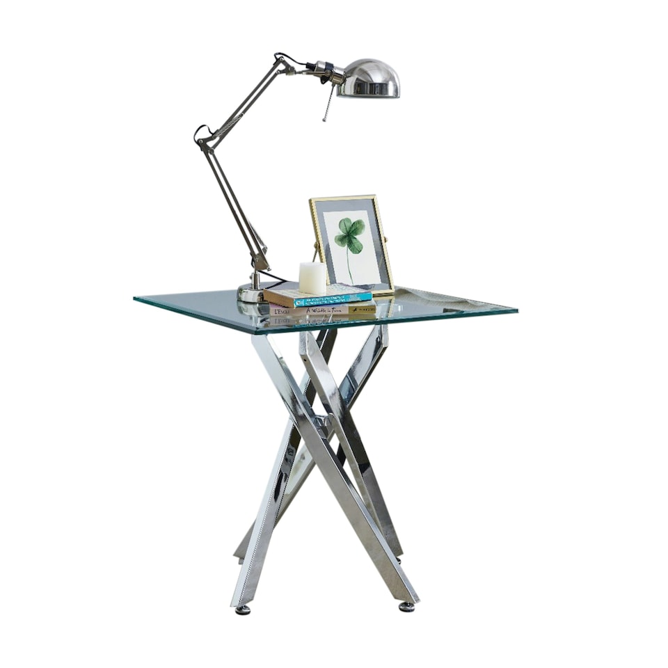 image 1 of Furniturebox Leonardo Glass And Chrome Metal Side Table