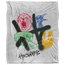 Harry Potter Hogwarts Graffiti Blanket - Multicoloured - One Size