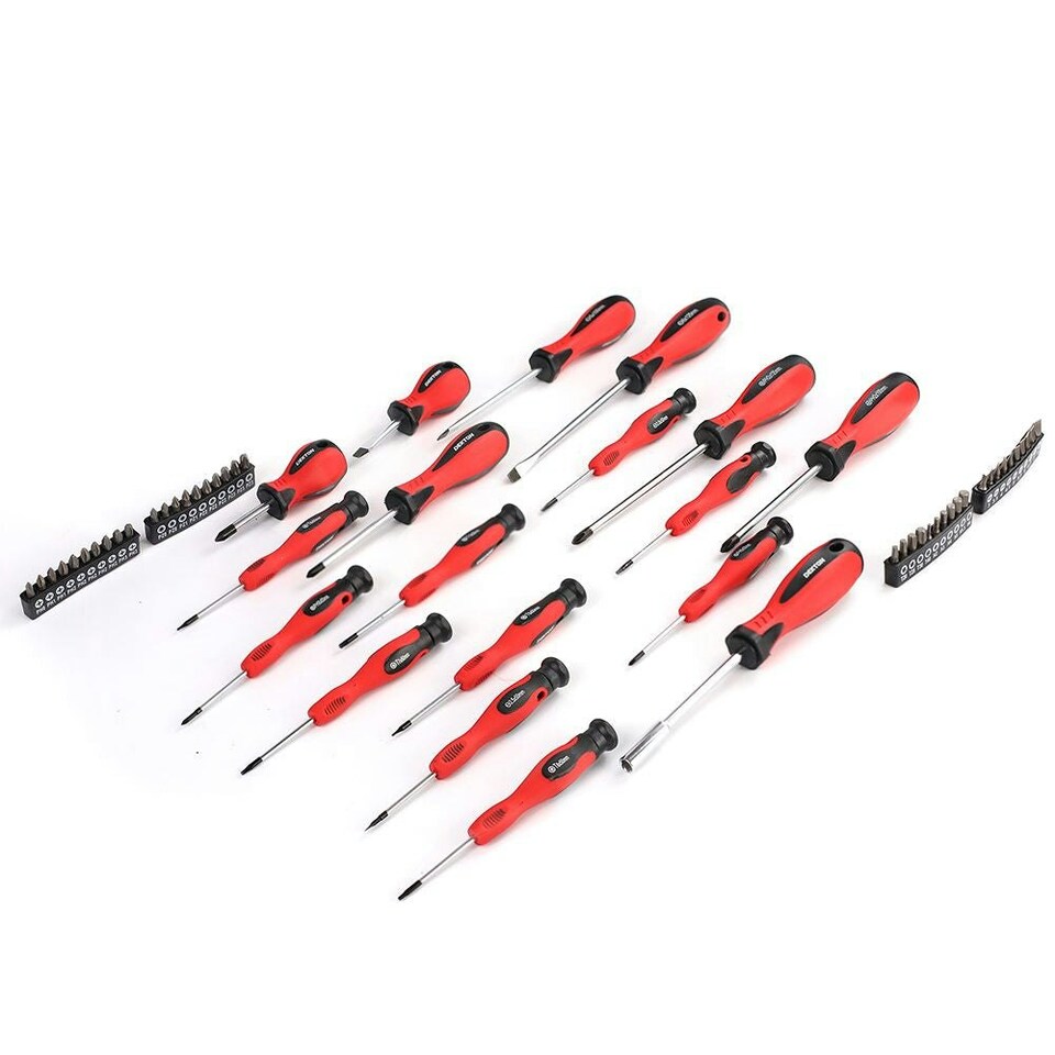image 1 of Dekton 58pc Magnetic Torx Pozi Hex Slotted Phillips Screwdriver Bit Set Storage