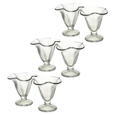 Clear Glass Flower Shaped Dessert Bowls | Clear | 6