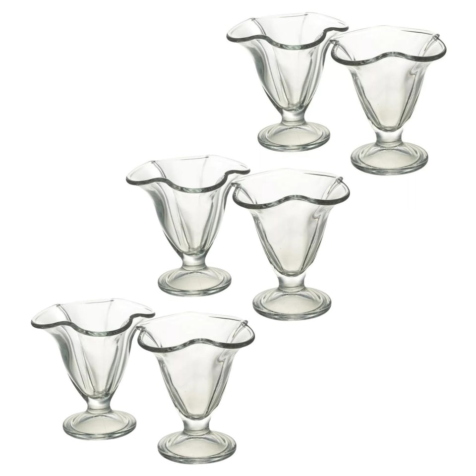 image 1 of Clear Glass Flower Shaped Dessert Bowls | Clear | 6