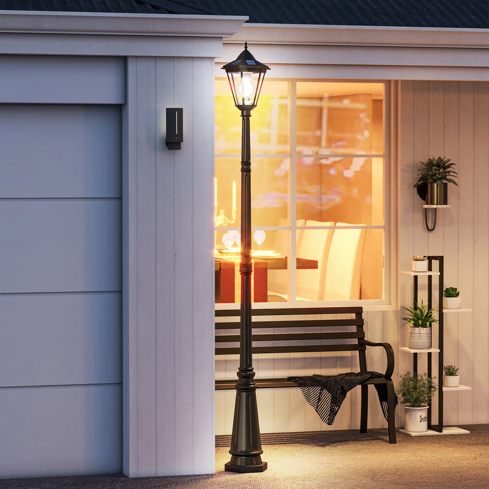 image 1 of Outsunny 2.4m Garden Lamp Post Light LED Solar Powered Patio Path Lamp
