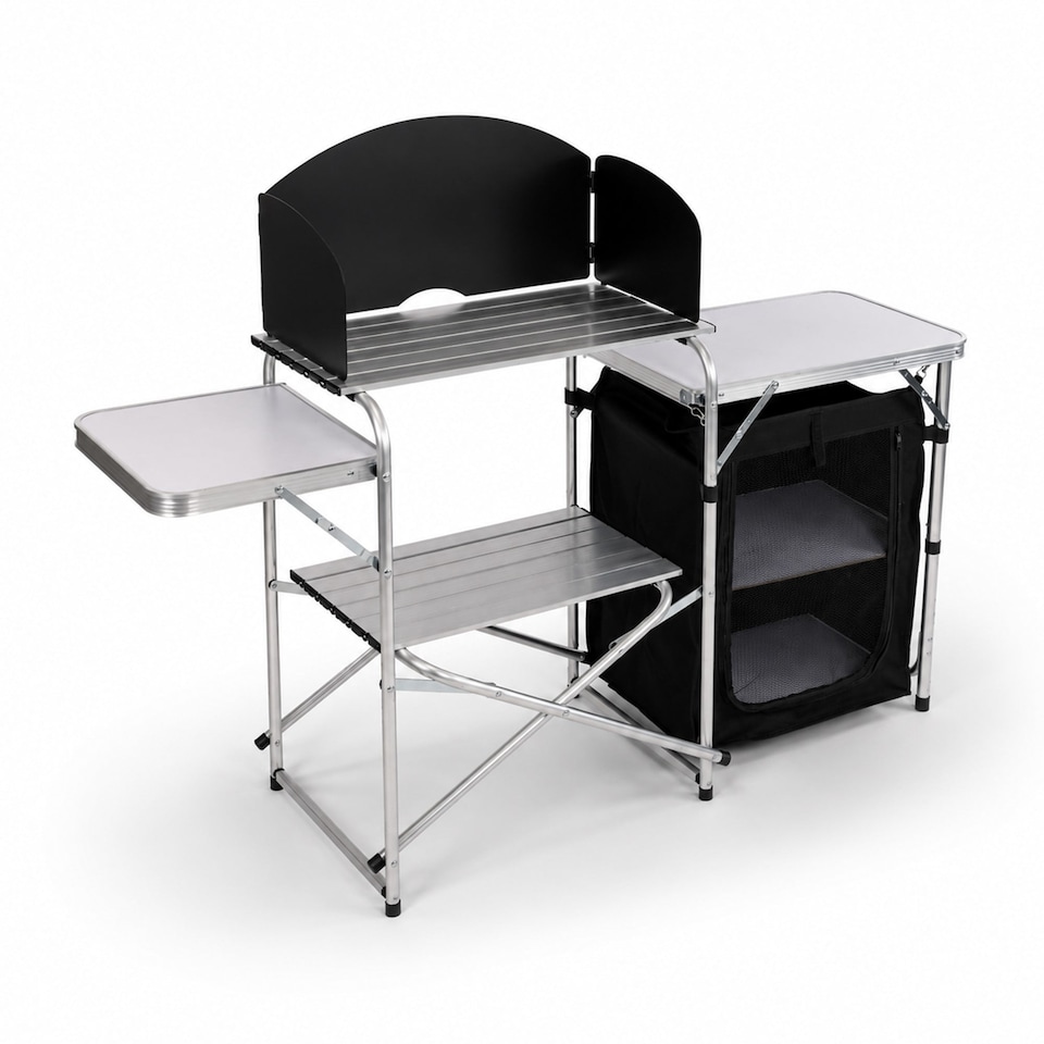 image 1 of Portable Folding Outdoor Aluminium Camping Travel Kitchen Work Top | Black