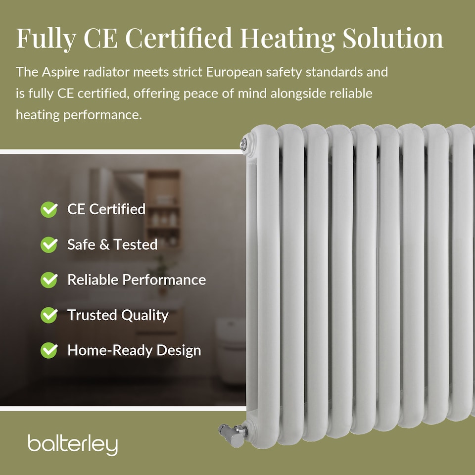 image 1 of Balterley Aspire Horizontal Double Panel Radiator | White | Gloss White | 1