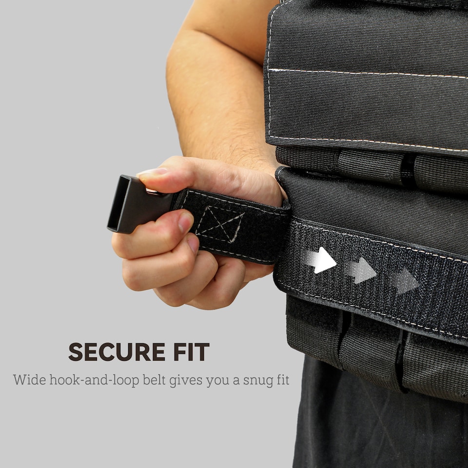 image 1 of 15KG Adjustable Weighted Vest with 15 Metal Weights, Running Weight Vest | Black | Black