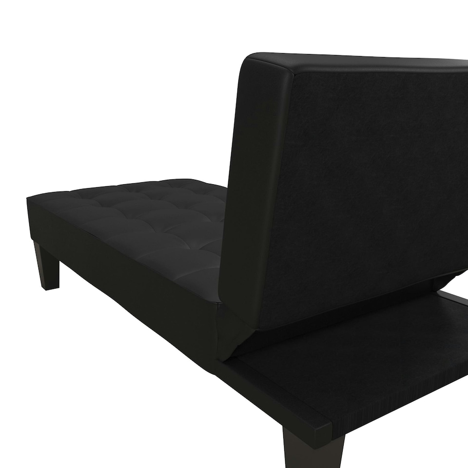 image 1 of Adalynn Chaise Lounger Black Faux Leather Black | BLACK FAUX LEATHER
