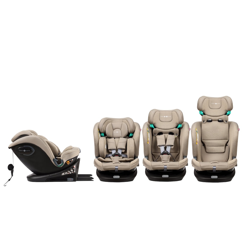 image 1 of Cozy N Safe Vesta i-Size 360 Rotating Car Seat 40-150cm, ISOFix & Top Tether, Extended Rear & Forward Facing, Side Impact Protection, Reclining Seat, Adjustable Headrest, Birth to 12 Years (Ecru)