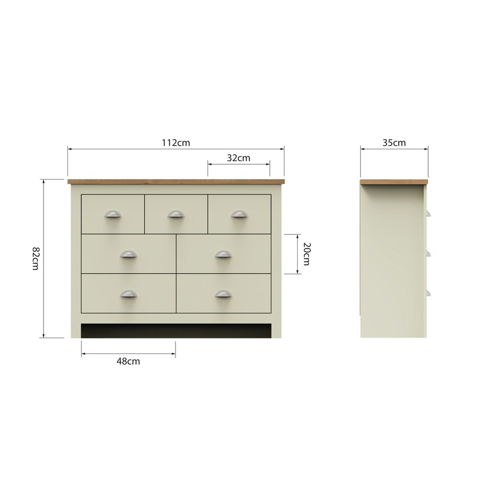 image 1 of Lisbon Chest of 7 Drawers Cream & Oak