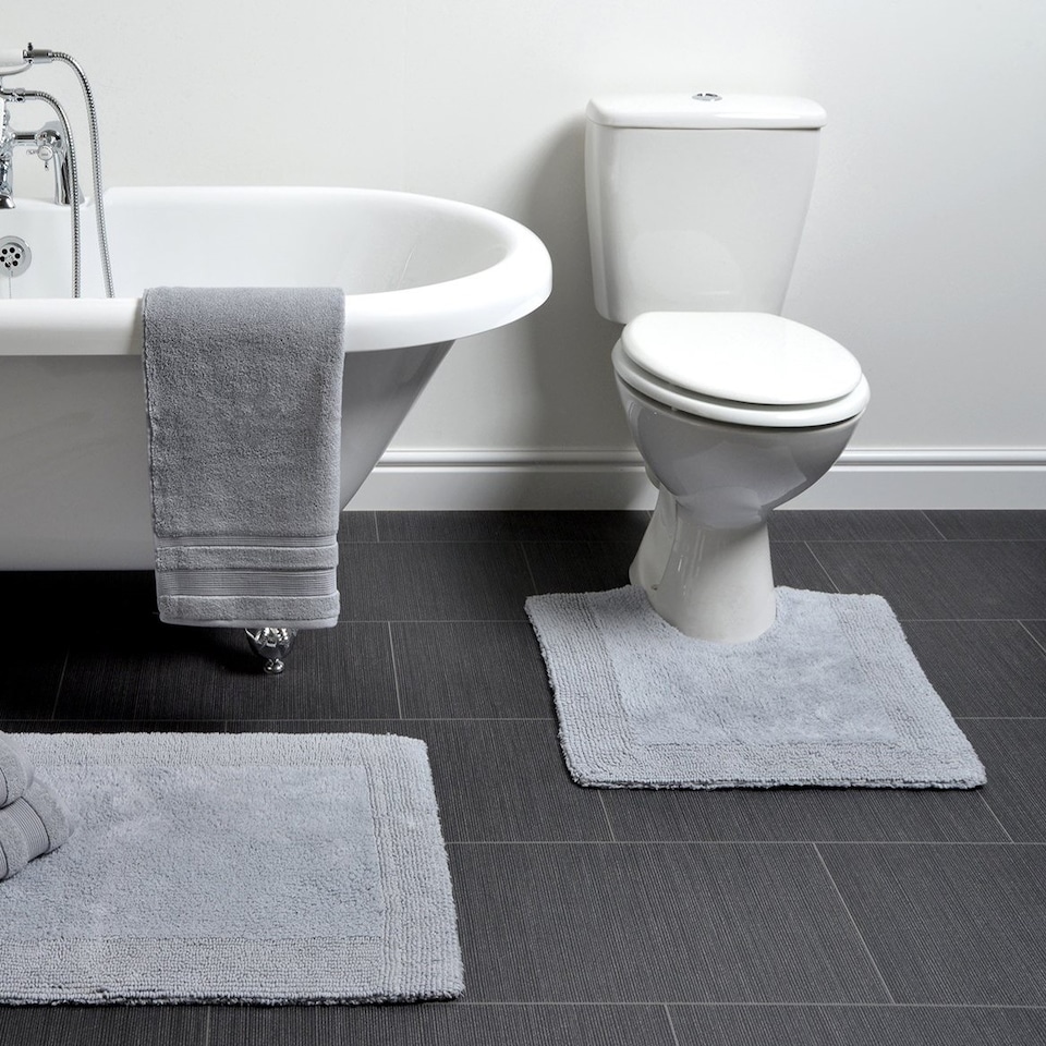 image 1 of Heavyweight Reversible Pedestal Toilet Mat - Dove Grey