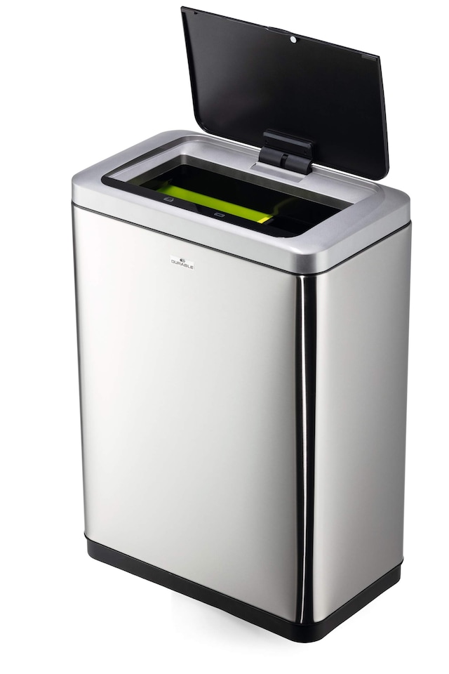 image 1 of Durable DUO Motion Sensor Bin | Smart Automatic Steel Kitchen Waste Bin | 2x20L | Silver