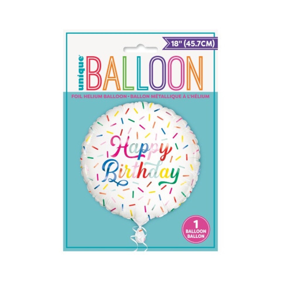 image 1 of Birthday Sprinkle Happy Birthday Round 18" Foil Balloon