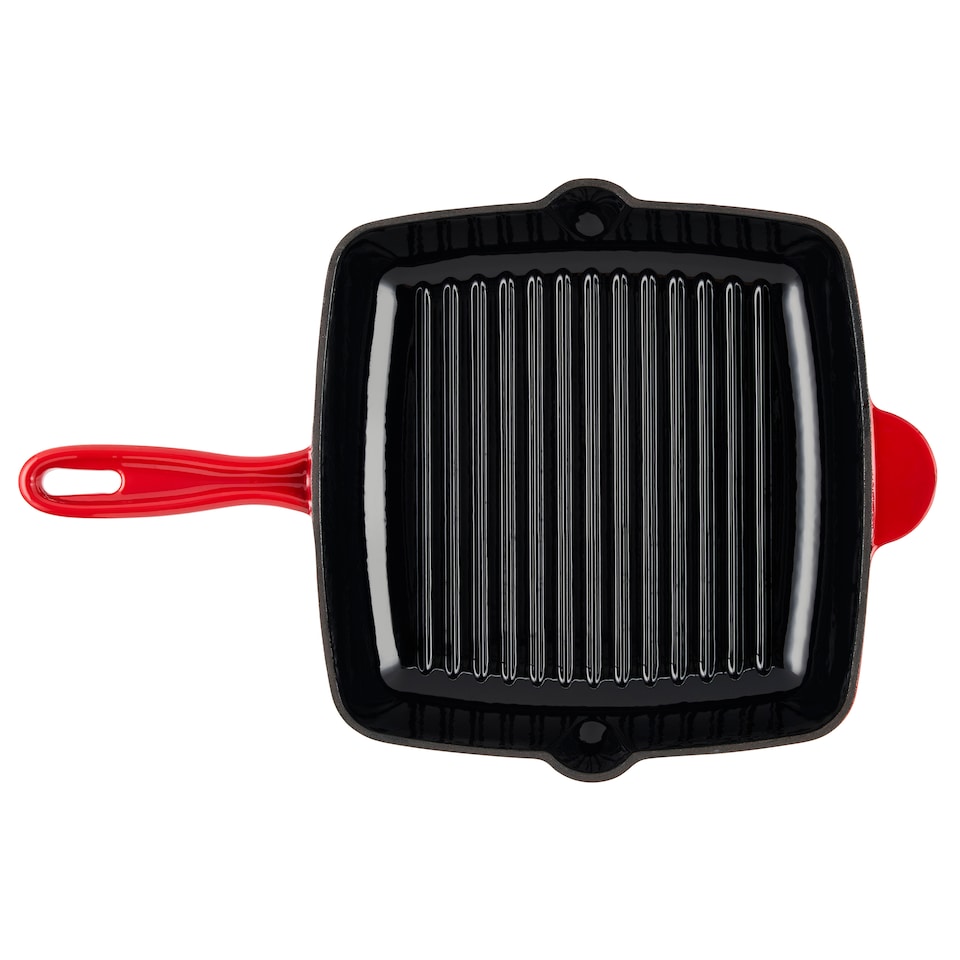 image 1 of Cooks Professional 2 Piece Cast Iron Frying Pan & Skillet Set with Enamel Interior - Oven Safe & All Hob Compatible | Red | Red