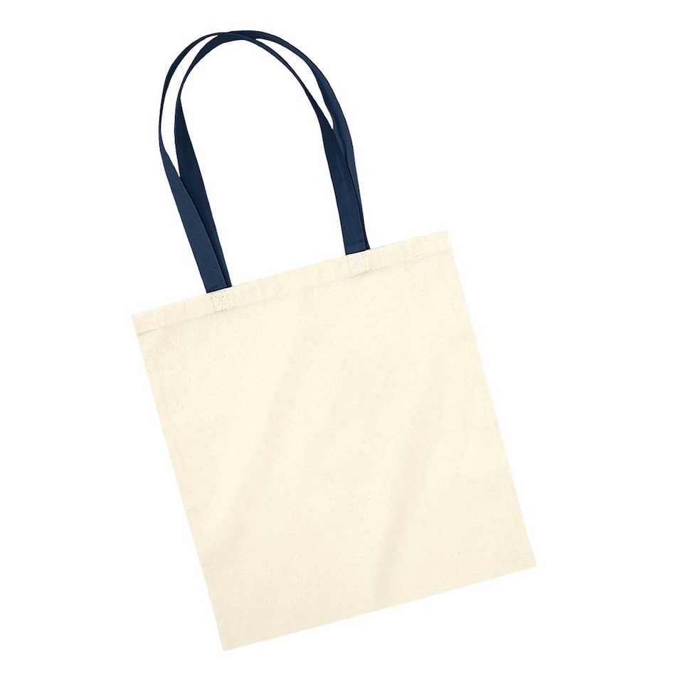 image 1 of Westford Mill EarthAware Organic Bag For Life Contrast Handle 10L Tote Bag - Natural/French Navy - One Size Cream