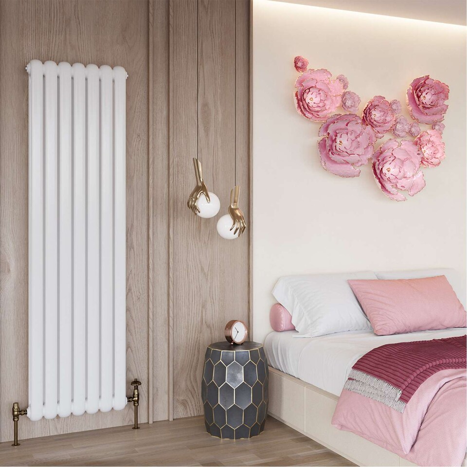 image 1 of Sherwood Vertical Round Top Double Column Bathroom Radiator - White (H) 1800mm x (W) 507mm