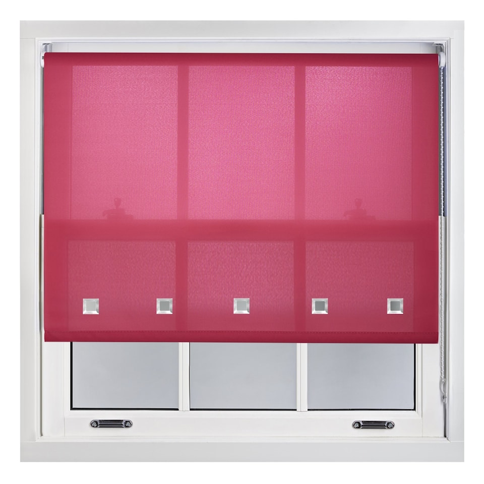 image 1 of FURNISHED Roller Blinds Daylight Square Eyelet Light Filtering Easy Fit Trimmable Window Shade | Pink | Fuchsia