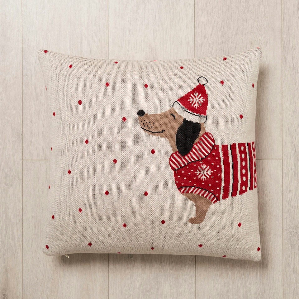 image 1 of BHS Christmas Santa Paws Cushion, White White | White