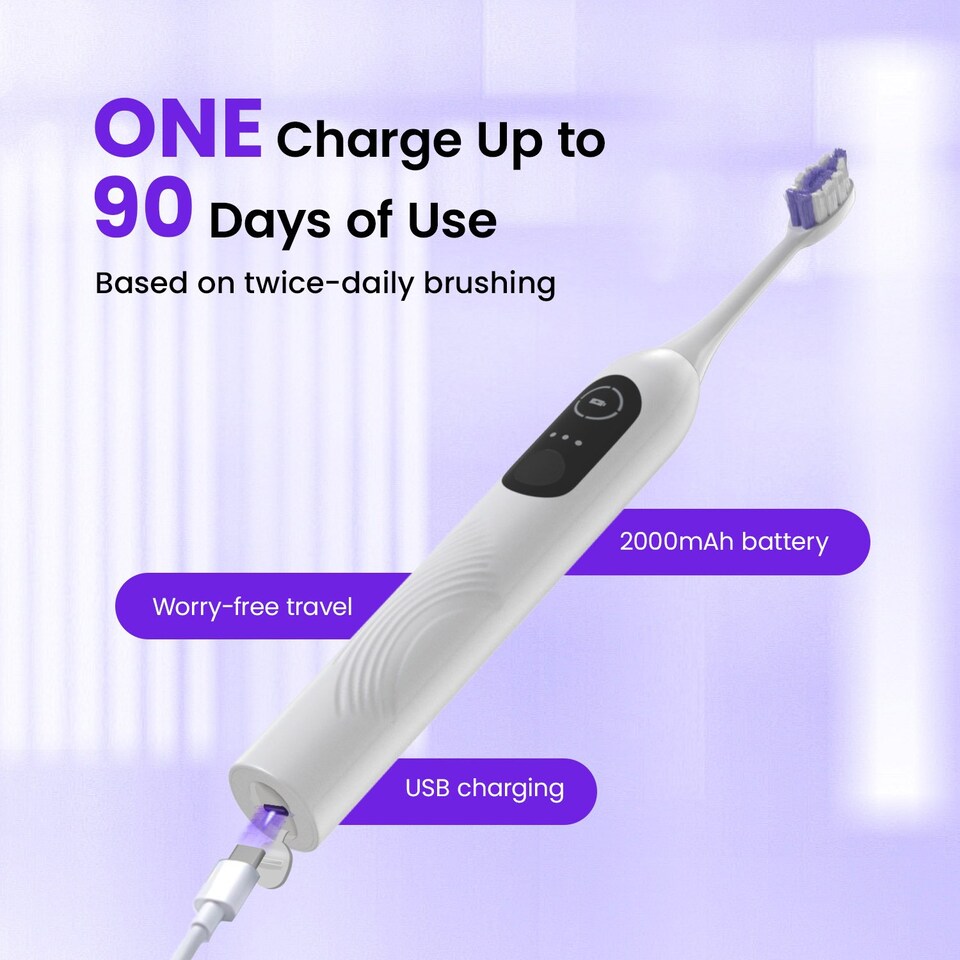 image 1 of TR18 Sonic Sweep Electric Toothbrush | White | White | 1